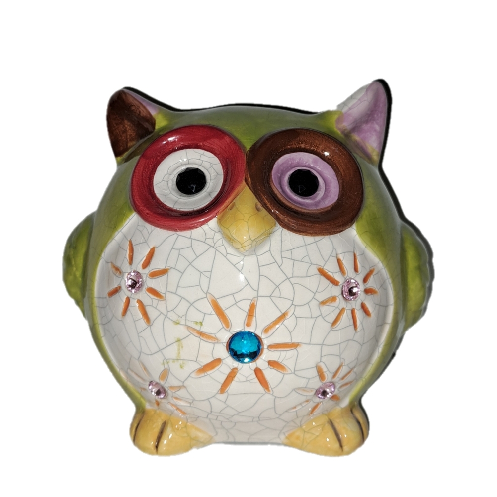 Ceramic Green Owl Statue